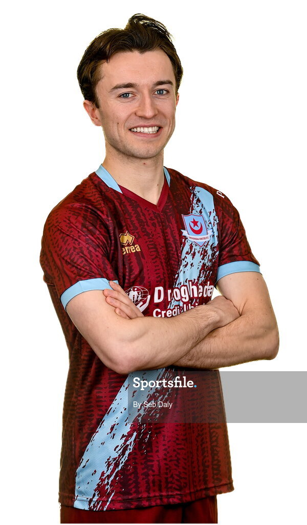 6 February 2023; Darragh Markey stands for a portrait during a Drogheda United squad portrait session at Weaver's Park in Drogheda, Louth. Photo by Seb Daly/Sportsfile