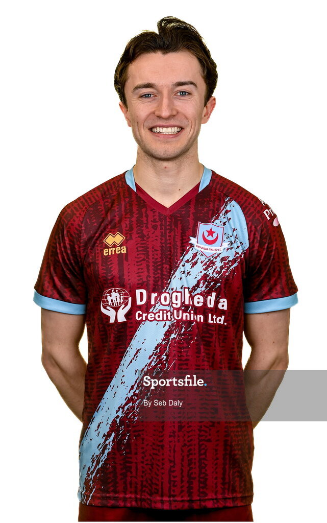 6 February 2023; Darragh Markey stands for a portrait during a Drogheda United squad portrait session at Weaver's Park in Drogheda, Louth. Photo by Seb Daly/Sportsfile