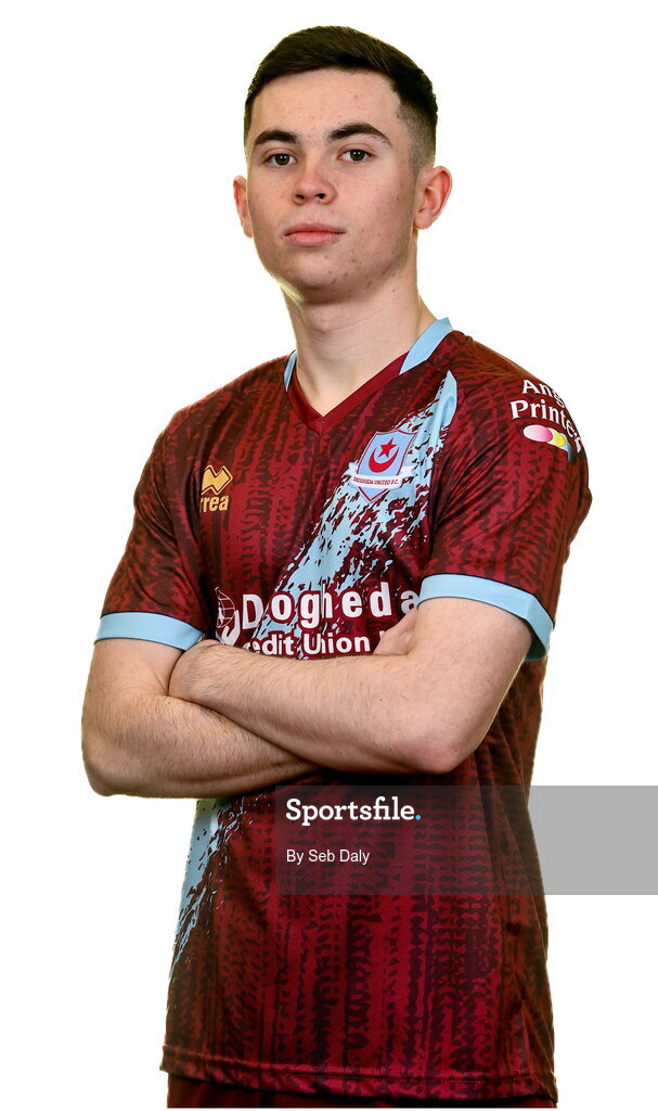 6 February 2023; Callum Ralph stands for a portrait during a Drogheda United squad portrait session at Weaver's Park in Drogheda, Louth. Photo by Seb Daly/Sportsfile