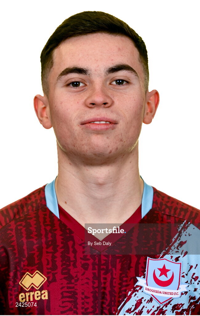 6 February 2023; Callum Ralph stands for a portrait during a Drogheda United squad portrait session at Weaver's Park in Drogheda, Louth. Photo by Seb Daly/Sportsfile