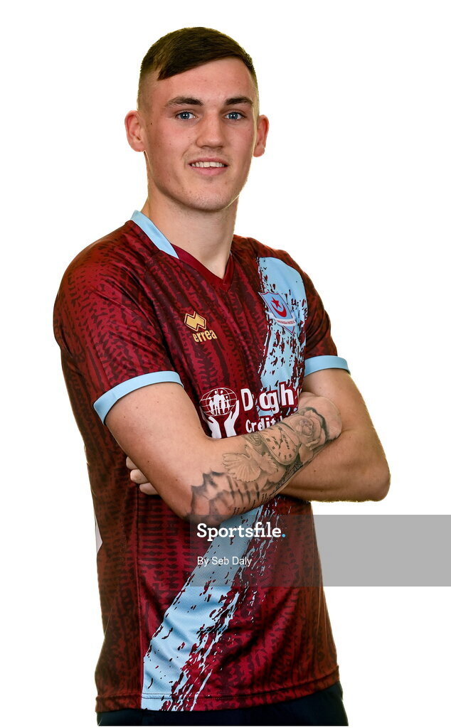 6 February 2023; Dylan Molloy stands for a portrait during a Drogheda United squad portrait session at Weaver's Park in Drogheda, Louth. Photo by Seb Daly/Sportsfile