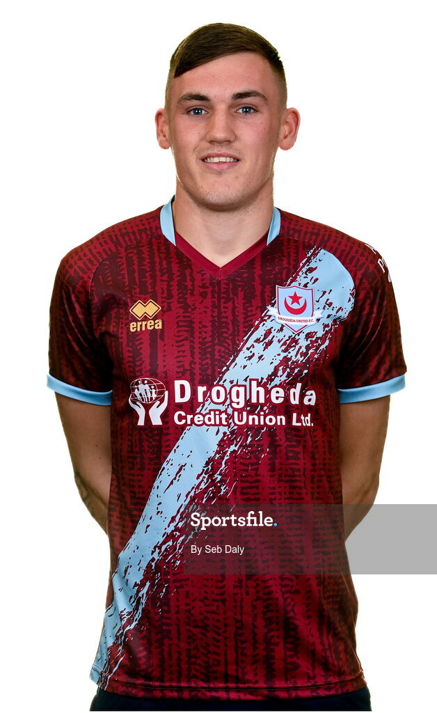 6 February 2023; Dylan Molloy stands for a portrait during a Drogheda United squad portrait session at Weaver's Park in Drogheda, Louth. Photo by Seb Daly/Sportsfile