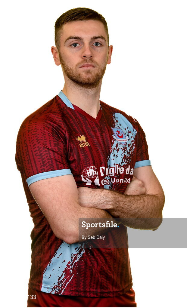 6 February 2023; Conor Keeley stands for a portrait during a Drogheda United squad portrait session at Weaver's Park in Drogheda, Louth. Photo by Seb Daly/Sportsfile