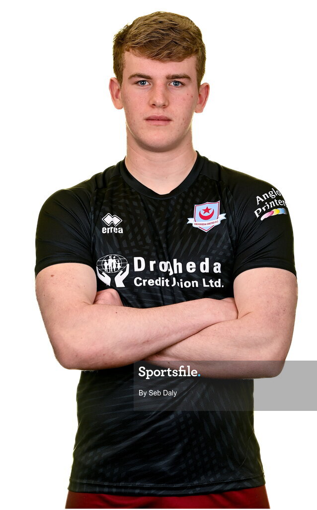 6 February 2023; Fiachra Pagel stands for a portrait during a Drogheda United squad portrait session at Weaver's Park in Drogheda, Louth. Photo by Seb Daly/Sportsfile