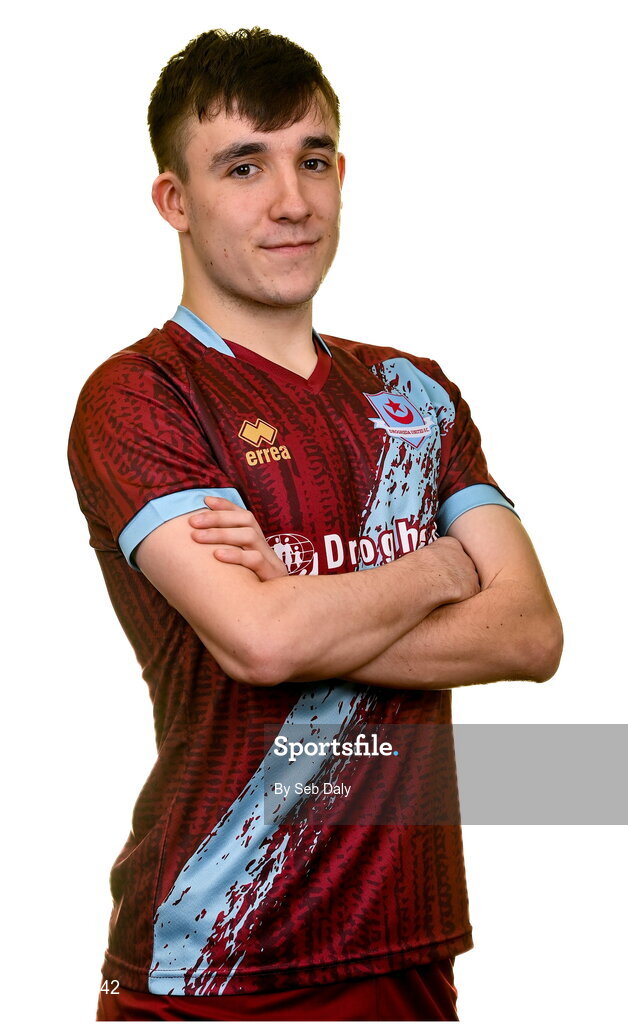6 February 2023; Michael Leddy stands for a portrait during a Drogheda United squad portrait session at Weaver's Park in Drogheda, Louth. Photo by Seb Daly/Sportsfile