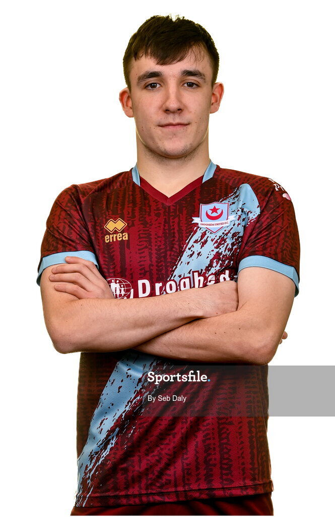 6 February 2023; Michael Leddy stands for a portrait during a Drogheda United squad portrait session at Weaver's Park in Drogheda, Louth. Photo by Seb Daly/Sportsfile
