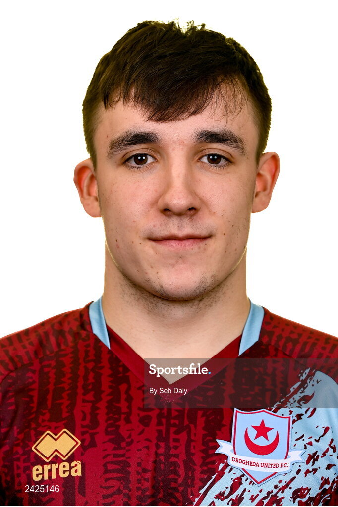6 February 2023; Michael Leddy stands for a portrait during a Drogheda United squad portrait session at Weaver's Park in Drogheda, Louth. Photo by Seb Daly/Sportsfile