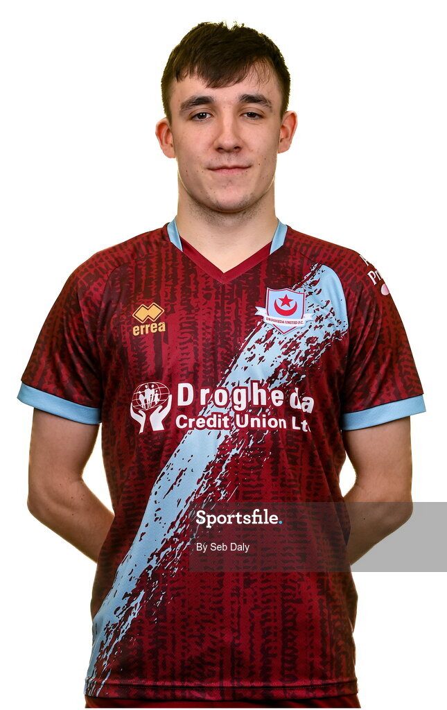 6 February 2023; Michael Leddy stands for a portrait during a Drogheda United squad portrait session at Weaver's Park in Drogheda, Louth. Photo by Seb Daly/Sportsfile