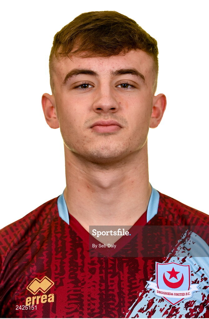 6 February 2023; Ben Curtis stands for a portrait during a Drogheda United squad portrait session at Weaver's Park in Drogheda, Louth. Photo by Seb Daly/Sportsfile