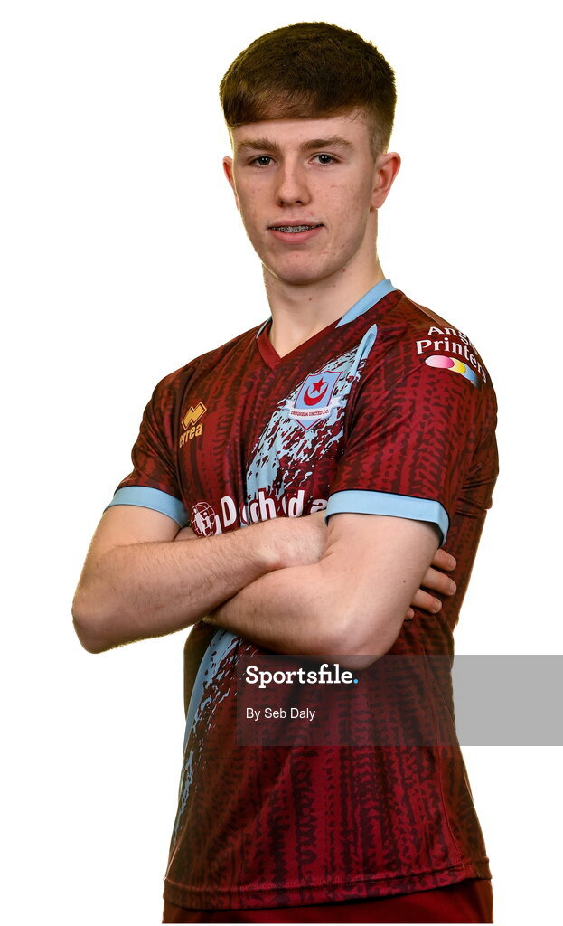 6 February 2023; Warren Davis stands for a portrait during a Drogheda United squad portrait session at Weaver's Park in Drogheda, Louth. Photo by Seb Daly/Sportsfile