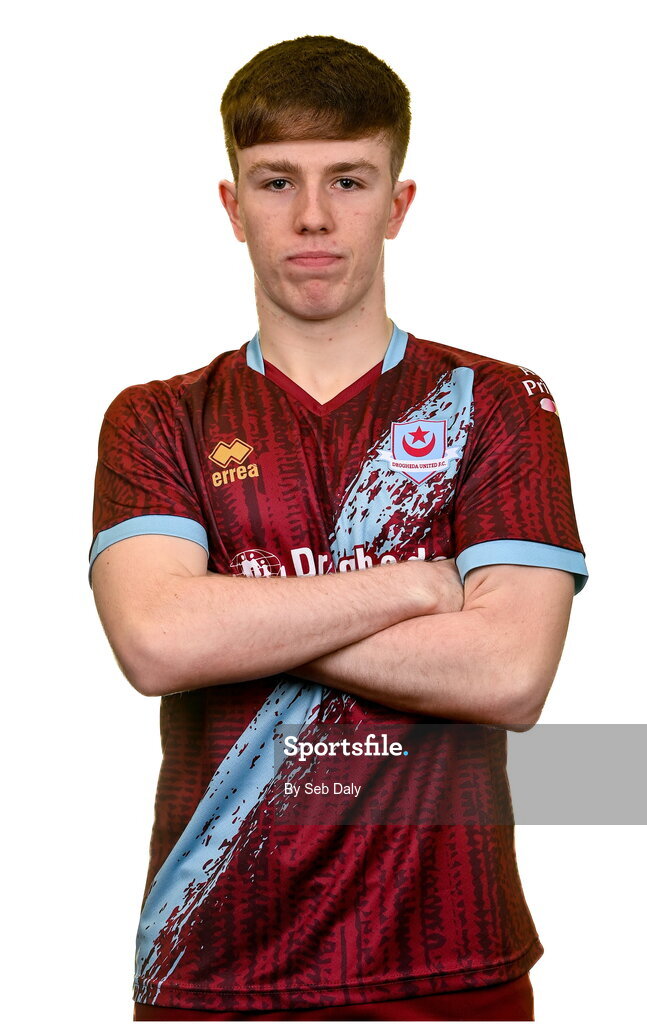 6 February 2023; Warren Davis stands for a portrait during a Drogheda United squad portrait session at Weaver's Park in Drogheda, Louth. Photo by Seb Daly/Sportsfile
