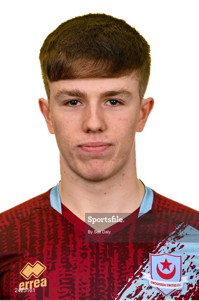 6 February 2023; Warren Davis stands for a portrait during a Drogheda United squad portrait session at Weaver's Park in Drogheda, Louth. Photo by Seb Daly/Sportsfile