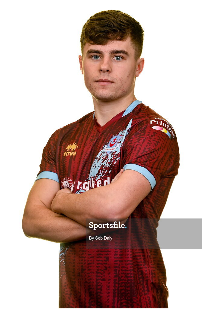 6 February 2023; Aaron McNally stands for a portrait during a Drogheda United squad portrait session at Weaver's Park in Drogheda, Louth. Photo by Seb Daly/Sportsfile