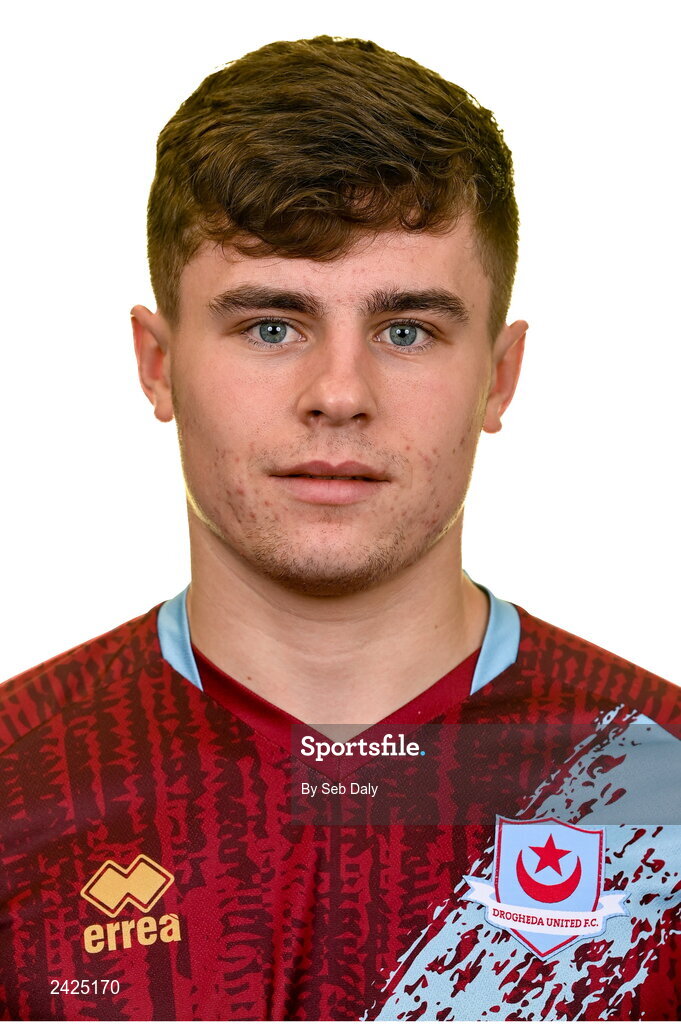 6 February 2023; Aaron McNally stands for a portrait during a Drogheda United squad portrait session at Weaver's Park in Drogheda, Louth. Photo by Seb Daly/Sportsfile
