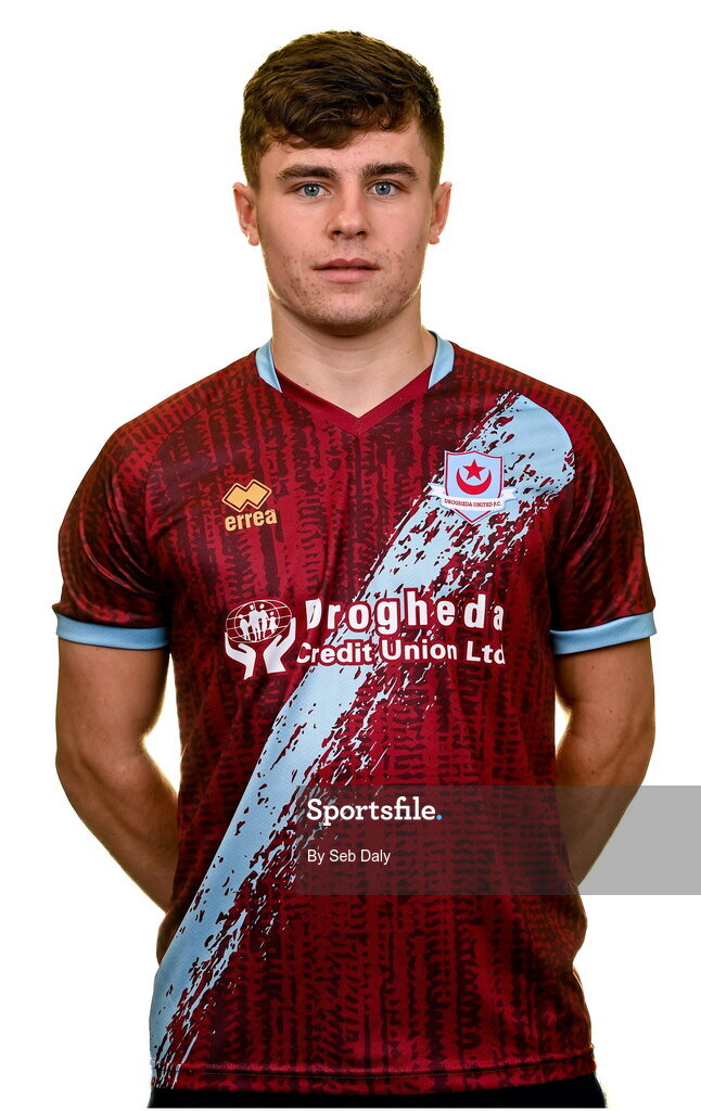 6 February 2023; Aaron McNally stands for a portrait during a Drogheda United squad portrait session at Weaver's Park in Drogheda, Louth. Photo by Seb Daly/Sportsfile