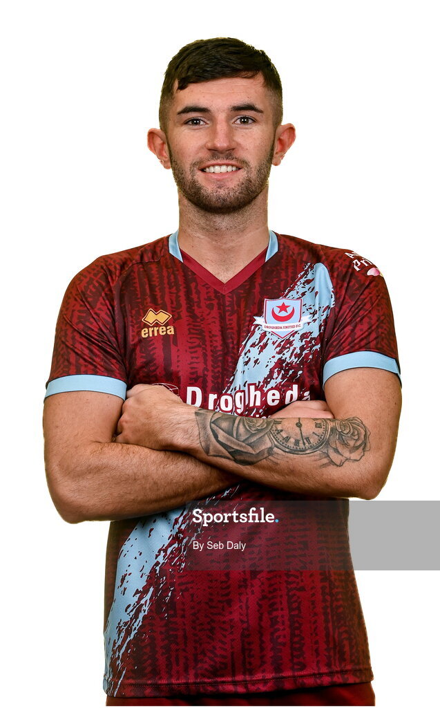 6 February 2023; Luke Heeney stands for a portrait during a Drogheda United squad portrait session at Weaver's Park in Drogheda, Louth. Photo by Seb Daly/Sportsfile