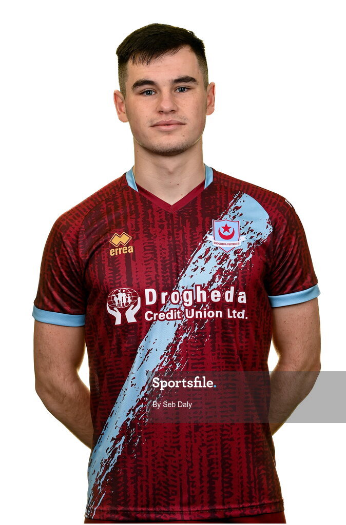 6 February 2023; Evan Weir stands for a portrait during a Drogheda United squad portrait session at Weaver's Park in Drogheda, Louth. Photo by Seb Daly/Sportsfile
