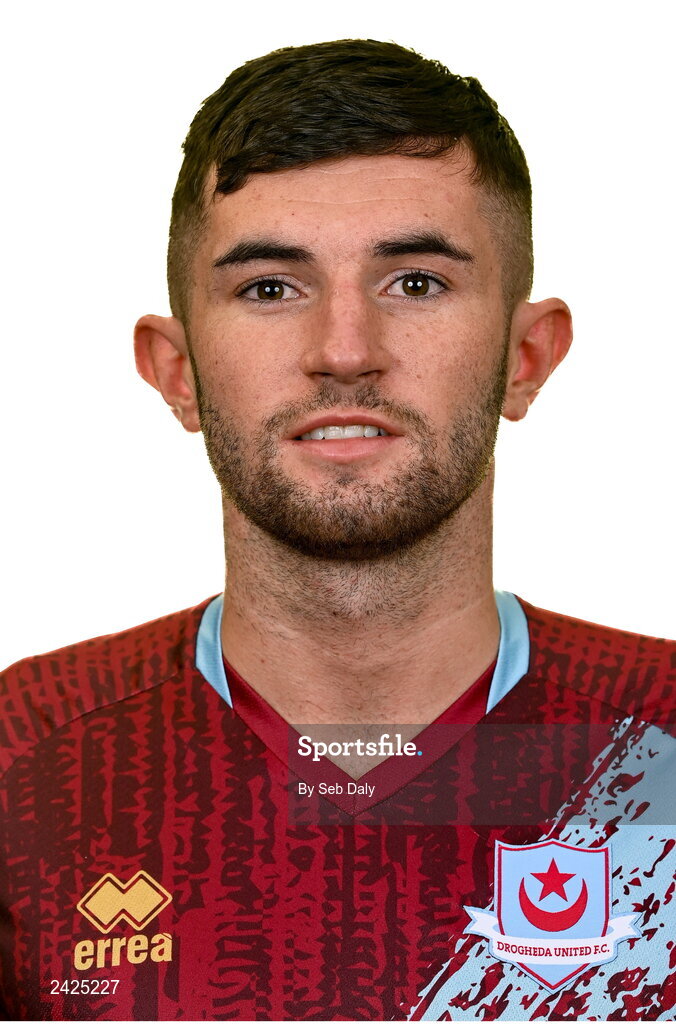6 February 2023; Luke Heeney stands for a portrait during a Drogheda United squad portrait session at Weaver's Park in Drogheda, Louth. Photo by Seb Daly/Sportsfile