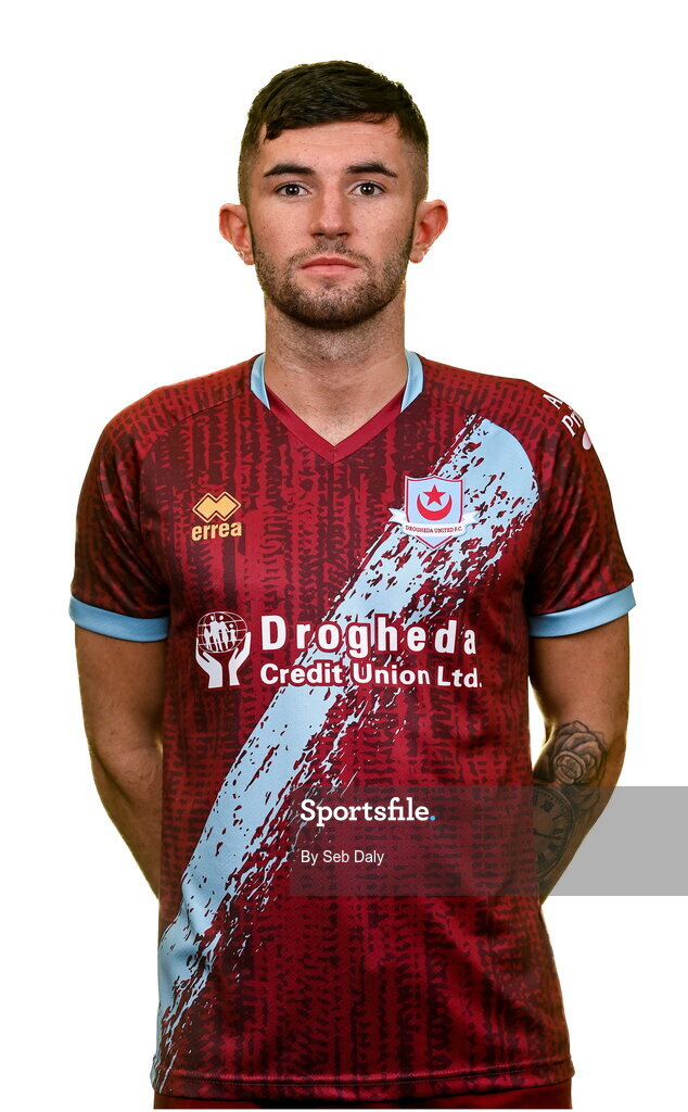 6 February 2023; Luke Heeney stands for a portrait during a Drogheda United squad portrait session at Weaver's Park in Drogheda, Louth. Photo by Seb Daly/Sportsfile