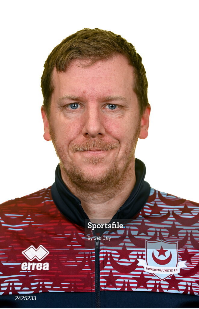 6 February 2023; Kit manager Barry Sanfey stands for a portrait during a Drogheda United squad portrait session at Weaver's Park in Drogheda, Louth. Photo by Seb Daly/Sportsfile