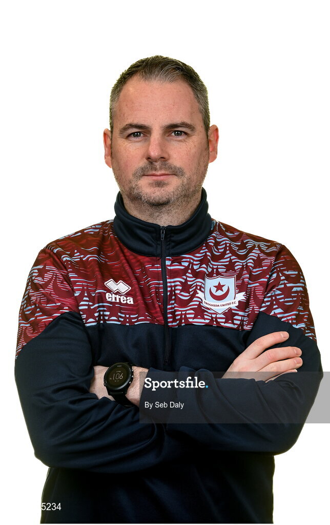 6 February 2023; Physiotherapist Alan Dooley stands for a portrait during a Drogheda United squad portrait session at Weaver's Park in Drogheda, Louth. Photo by Seb Daly/Sportsfile