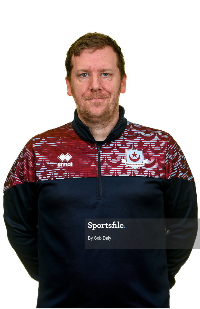 6 February 2023; Kit manager Barry Sanfey stands for a portrait during a Drogheda United squad portrait session at Weaver's Park in Drogheda, Louth. Photo by Seb Daly/Sportsfile