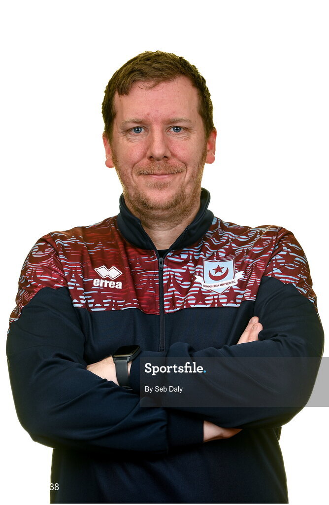 6 February 2023; Kit manager Barry Sanfey stands for a portrait during a Drogheda United squad portrait session at Weaver's Park in Drogheda, Louth. Photo by Seb Daly/Sportsfile