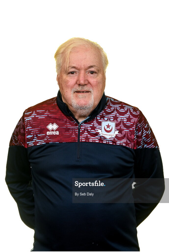 6 February 2023; Kit manager Brendan Penrose stands for a portrait during a Drogheda United squad portrait session at Weaver's Park in Drogheda, Louth. Photo by Seb Daly/Sportsfile