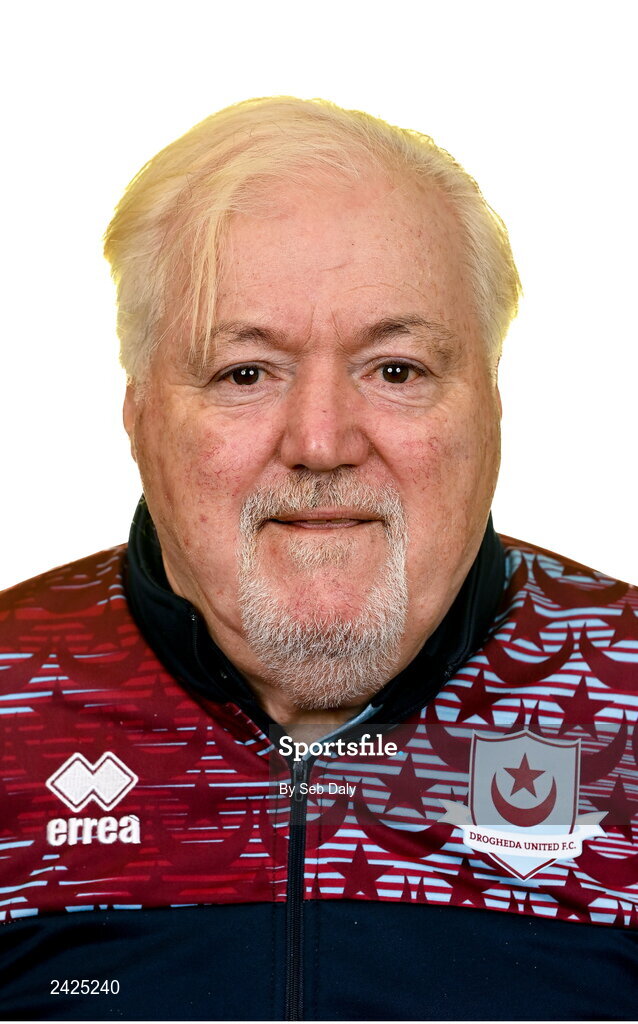 6 February 2023; Kit manager Brendan Penrose stands for a portrait during a Drogheda United squad portrait session at Weaver's Park in Drogheda, Louth. Photo by Seb Daly/Sportsfile