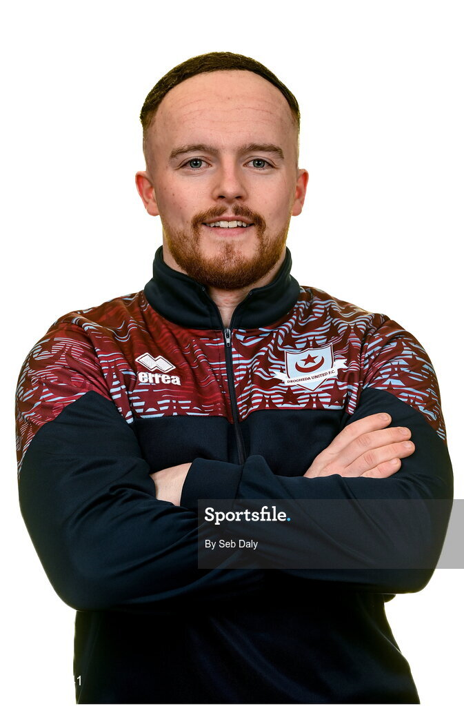 6 February 2023; Fitness coach Conor Tully stands for a portrait during a Drogheda United squad portrait session at Weaver's Park in Drogheda, Louth. Photo by Seb Daly/Sportsfile