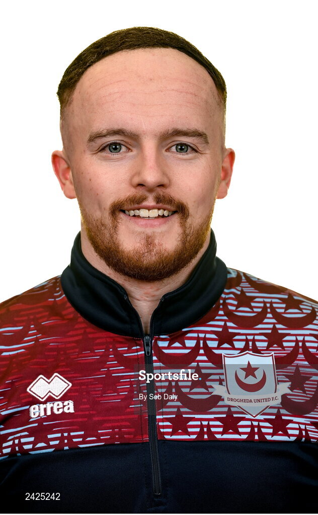 6 February 2023; Fitness coach Conor Tully stands for a portrait during a Drogheda United squad portrait session at Weaver's Park in Drogheda, Louth. Photo by Seb Daly/Sportsfile