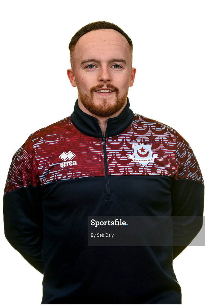 6 February 2023; Fitness coach Conor Tully stands for a portrait during a Drogheda United squad portrait session at Weaver's Park in Drogheda, Louth. Photo by Seb Daly/Sportsfile