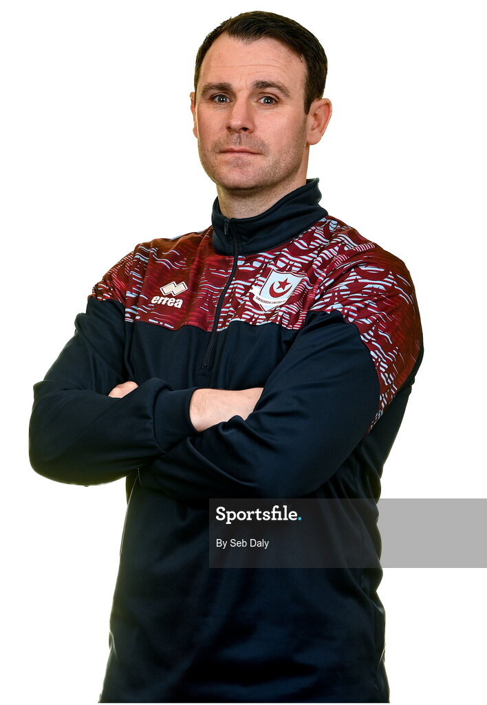 6 February 2023; Head coach Daire Doyle stands for a portrait during a Drogheda United squad portrait session at Weaver's Park in Drogheda, Louth. Photo by Seb Daly/Sportsfile