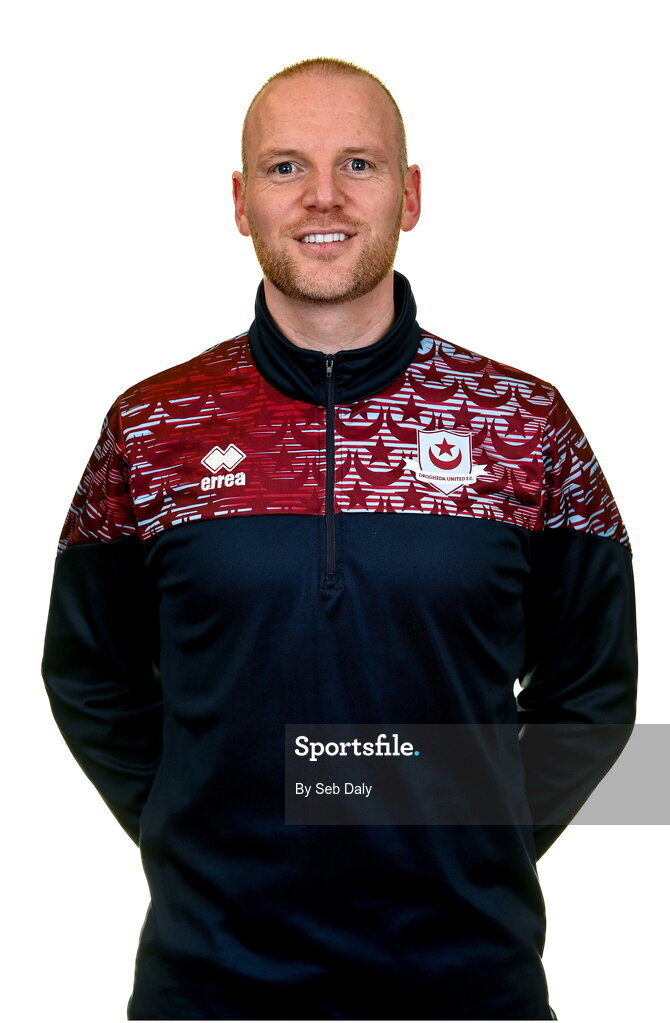 6 February 2023; Goalkeeping coach Aaron Shanahan stands for a portrait during a Drogheda United squad portrait session at Weaver's Park in Drogheda, Louth. Photo by Seb Daly/Sportsfile