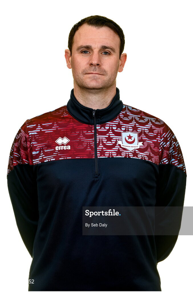 6 February 2023; Head coach Daire Doyle stands for a portrait during a Drogheda United squad portrait session at Weaver's Park in Drogheda, Louth. Photo by Seb Daly/Sportsfile