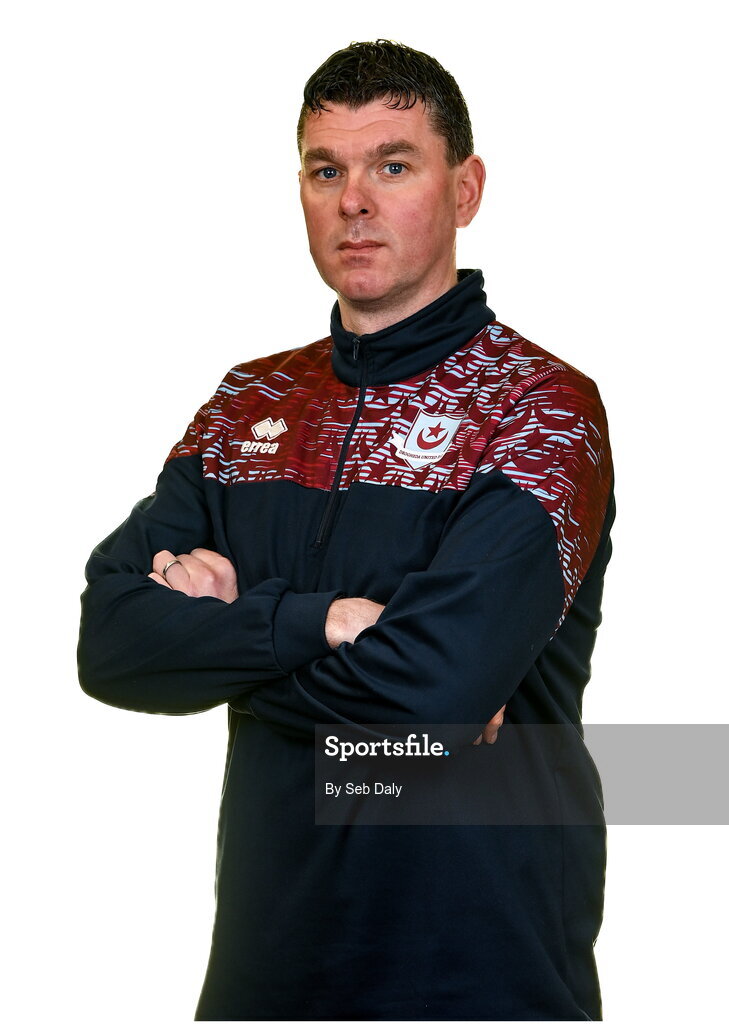 6 February 2023; Manager Kevin Doherty stands for a portrait during a Drogheda United squad portrait session at Weaver's Park in Drogheda, Louth. Photo by Seb Daly/Sportsfile