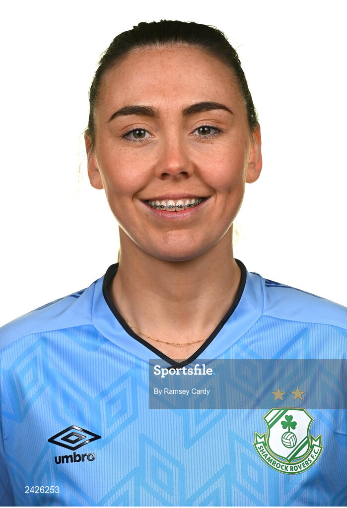 7 February 2023; Amanda Budden poses for a portrait during a Shamrock Rovers Women's squad portrait session at Roadstone Group Sports Club in Dublin. Photo by Ramsey Cardy/Sportsfile