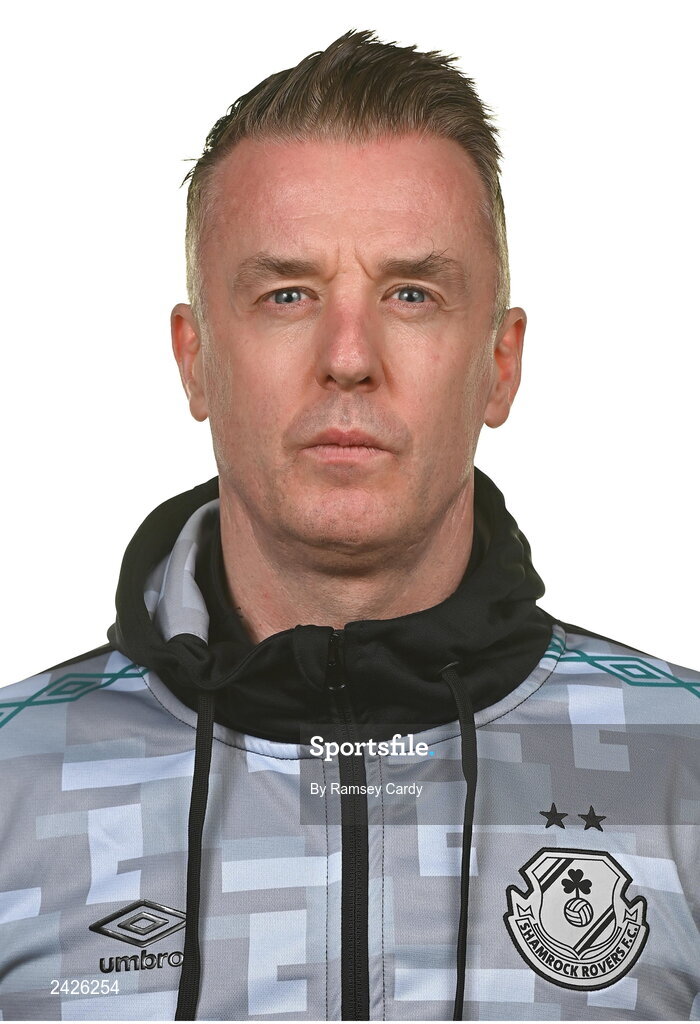 7 February 2023; Assistant Coach Ciaran Ryan poses for a portrait during a Shamrock Rovers Women's squad portrait session at Roadstone Group Sports Club in Dublin. Photo by Ramsey Cardy/Sportsfile