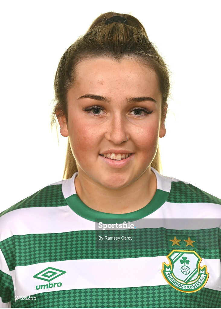 7 February 2023; Lia O’Leary poses for a portrait during a Shamrock Rovers Women's squad portrait session at Roadstone Group Sports Club in Dublin. Photo by Ramsey Cardy/Sportsfile