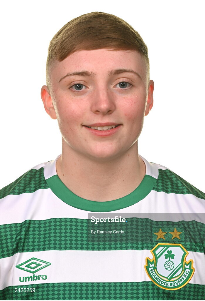 7 February 2023; Jaime Thompson poses for a portrait during a Shamrock Rovers Women's squad portrait session at Roadstone Group Sports Club in Dublin. Photo by Ramsey Cardy/Sportsfile