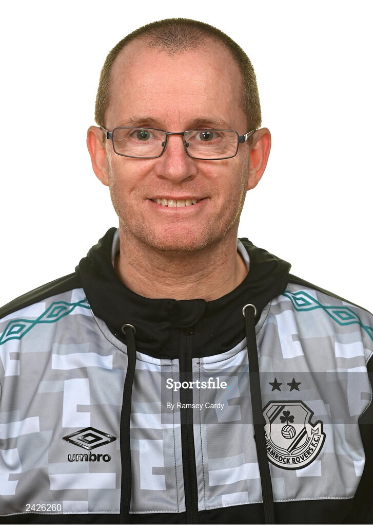 7 February 2023; Head of Women’s Football Jason Carey poses for a portrait during a Shamrock Rovers Women's squad portrait session at Roadstone Group Sports Club in Dublin. Photo by Ramsey Cardy/Sportsfile