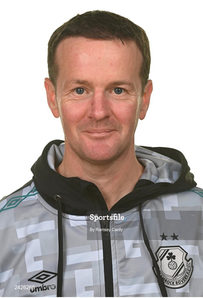 7 February 2023; Head Coach Collie O’Neill poses for a portrait during a Shamrock Rovers Women's squad portrait session at Roadstone Group Sports Club in Dublin. Photo by Ramsey Cardy/Sportsfile