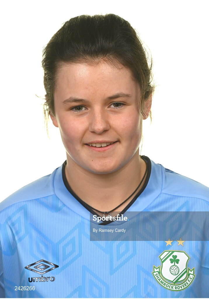 7 February 2023; Jane Byrne poses for a portrait during a Shamrock Rovers Women's squad portrait session at Roadstone Group Sports Club in Dublin. Photo by Ramsey Cardy/Sportsfile
