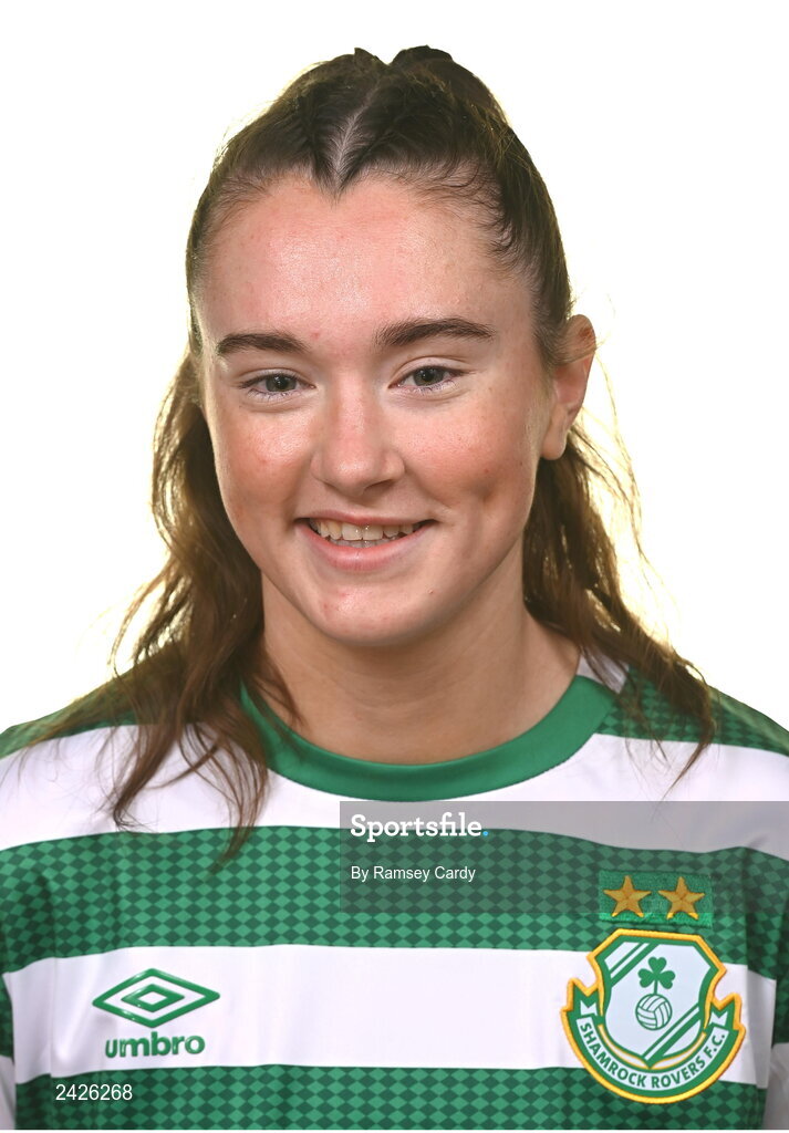 7 February 2023; Melissa O’Kane poses for a portrait during a Shamrock Rovers Women's squad portrait session at Roadstone Group Sports Club in Dublin. Photo by Ramsey Cardy/Sportsfile