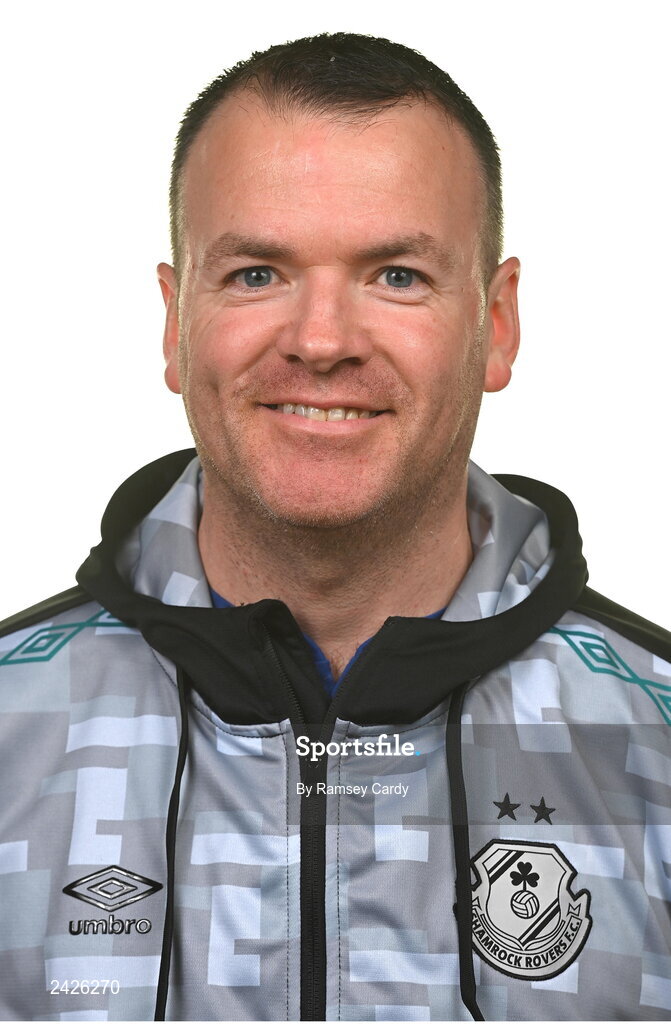 7 February 2023; Physiotherapist Keith Browne poses for a portrait during a Shamrock Rovers Women's squad portrait session at Roadstone Group Sports Club in Dublin. Photo by Ramsey Cardy/Sportsfile