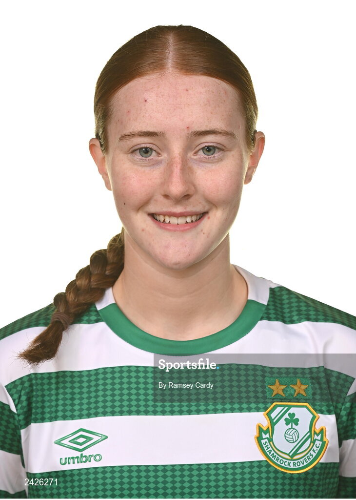 7 February 2023; Alannah Prizeman poses for a portrait during a Shamrock Rovers Women's squad portrait session at Roadstone Group Sports Club in Dublin. Photo by Ramsey Cardy/Sportsfile