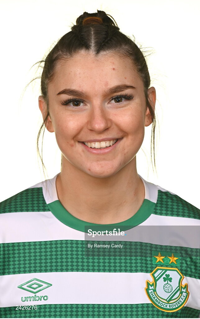7 February 2023; Maria Reynolds poses for a portrait during a Shamrock Rovers Women's squad portrait session at Roadstone Group Sports Club in Dublin. Photo by Ramsey Cardy/Sportsfile