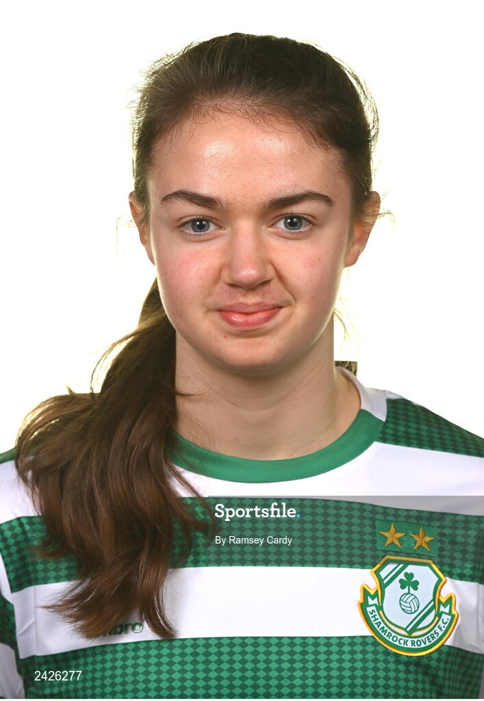 7 February 2023; Aoibhe Fleming poses for a portrait during a Shamrock Rovers Women's squad portrait session at Roadstone Group Sports Club in Dublin. Photo by Ramsey Cardy/Sportsfile