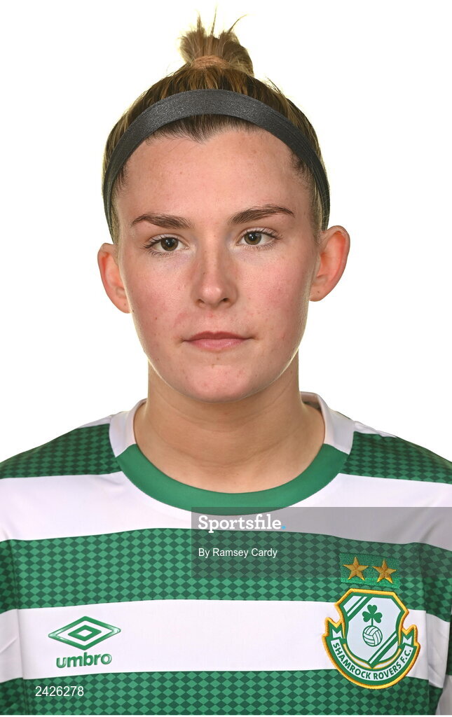 7 February 2023; Shauna Fox poses for a portrait during a Shamrock Rovers Women's squad portrait session at Roadstone Group Sports Club in Dublin. Photo by Ramsey Cardy/Sportsfile