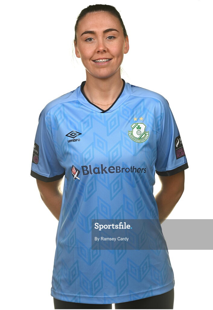 7 February 2023; Amanda Budden poses for a portrait during a Shamrock Rovers Women's squad portrait session at Roadstone Group Sports Club in Dublin. Photo by Ramsey Cardy/Sportsfile